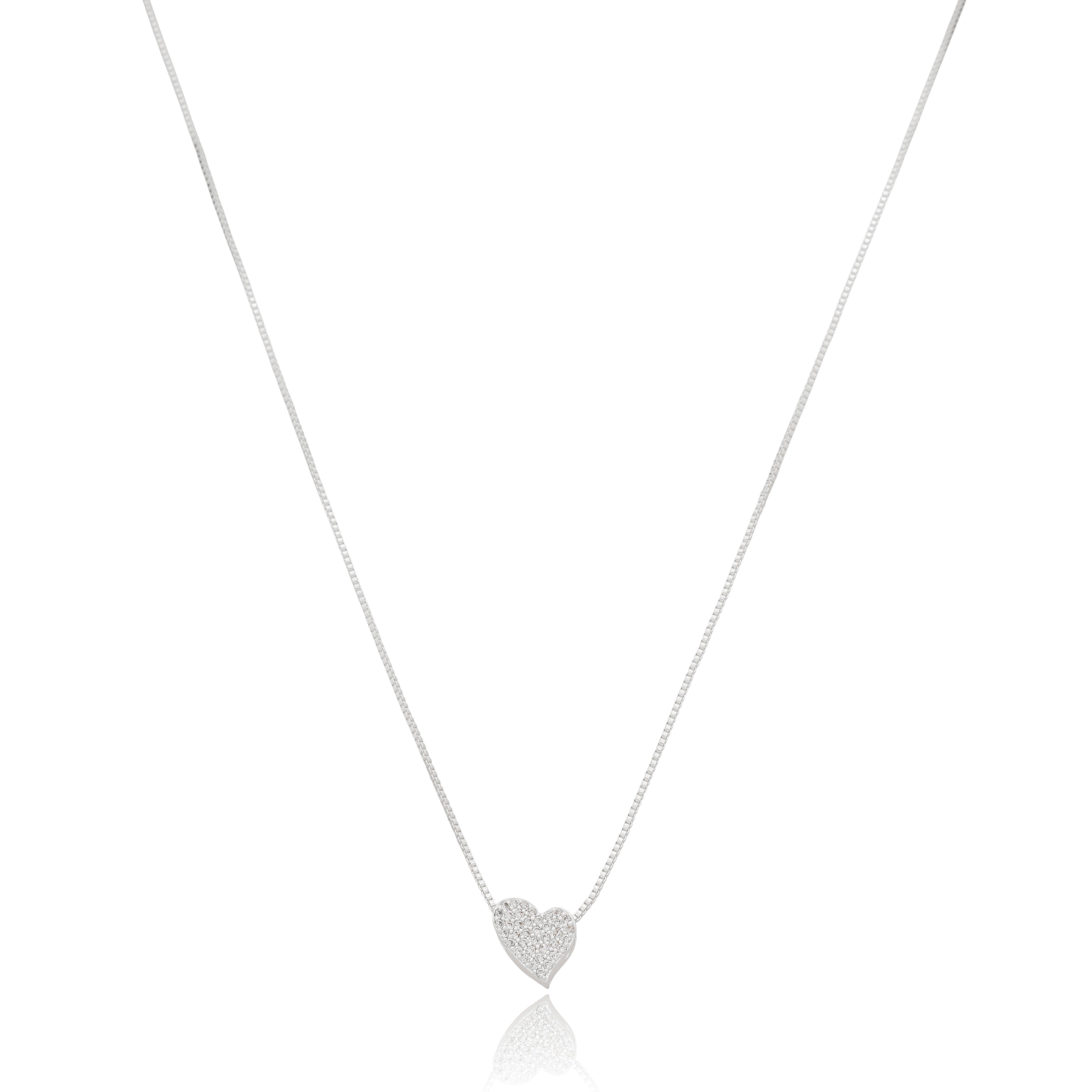 Colar veneziana com ping coração cravejado