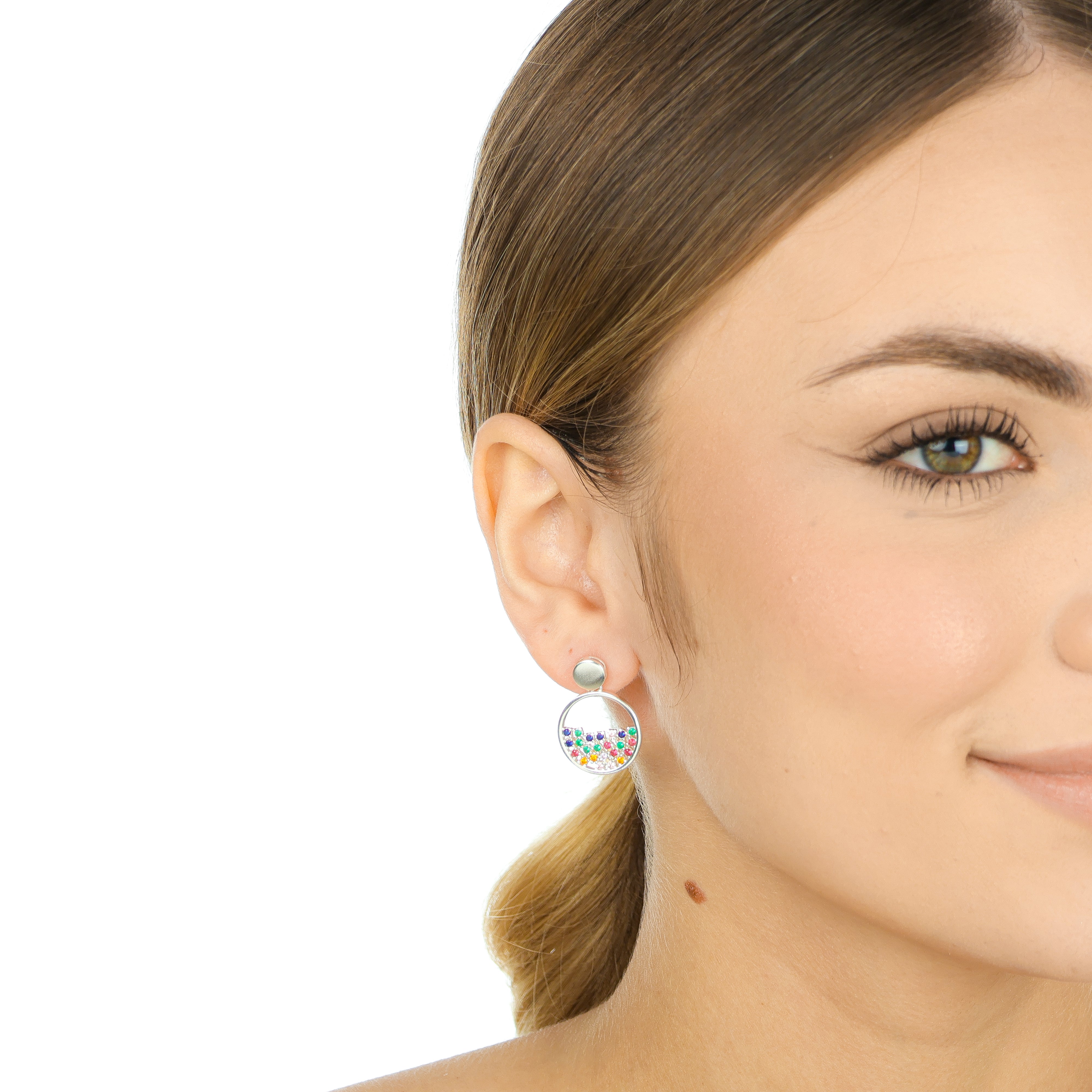 Brinco pino circulo vazado color