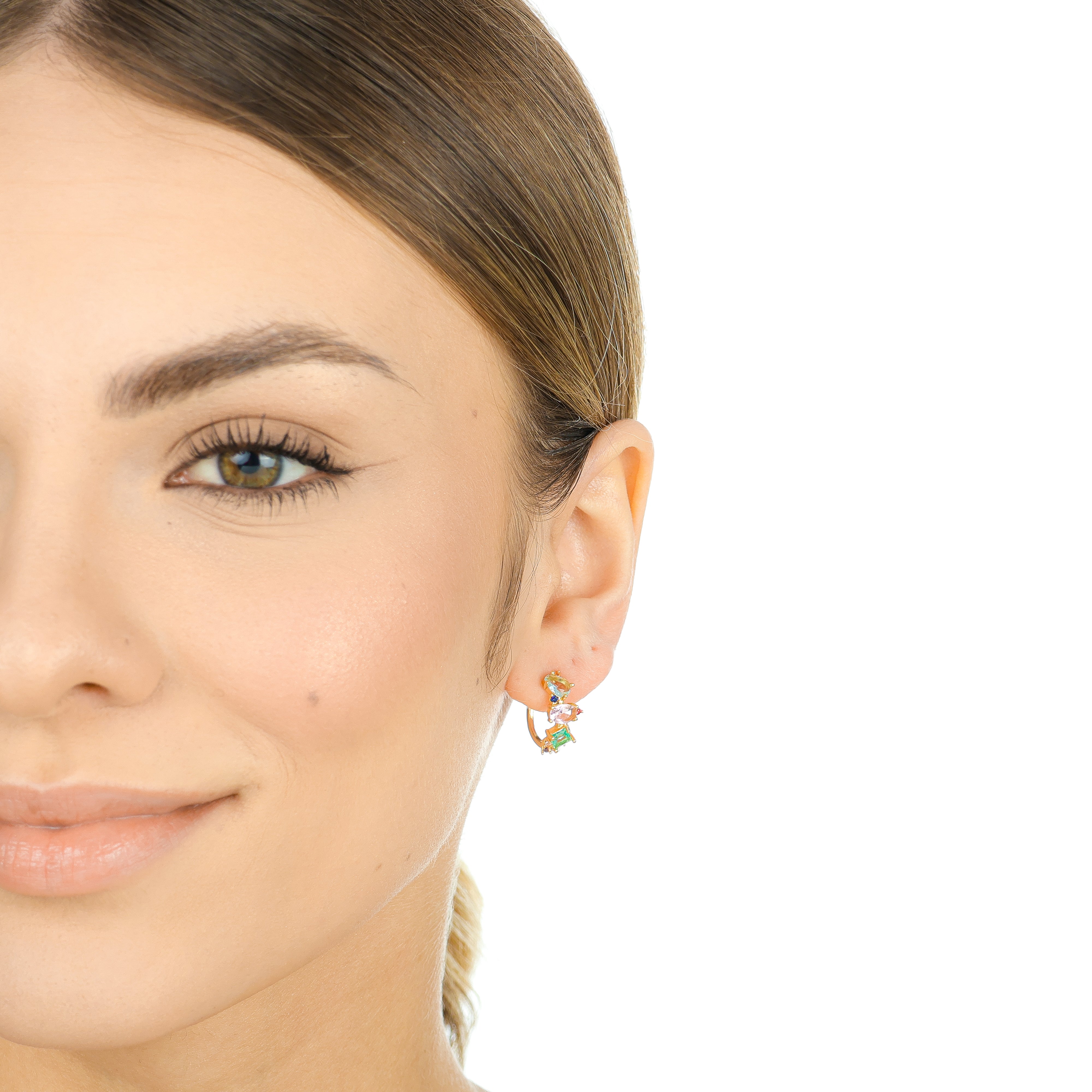 Brinco pino meia argola color